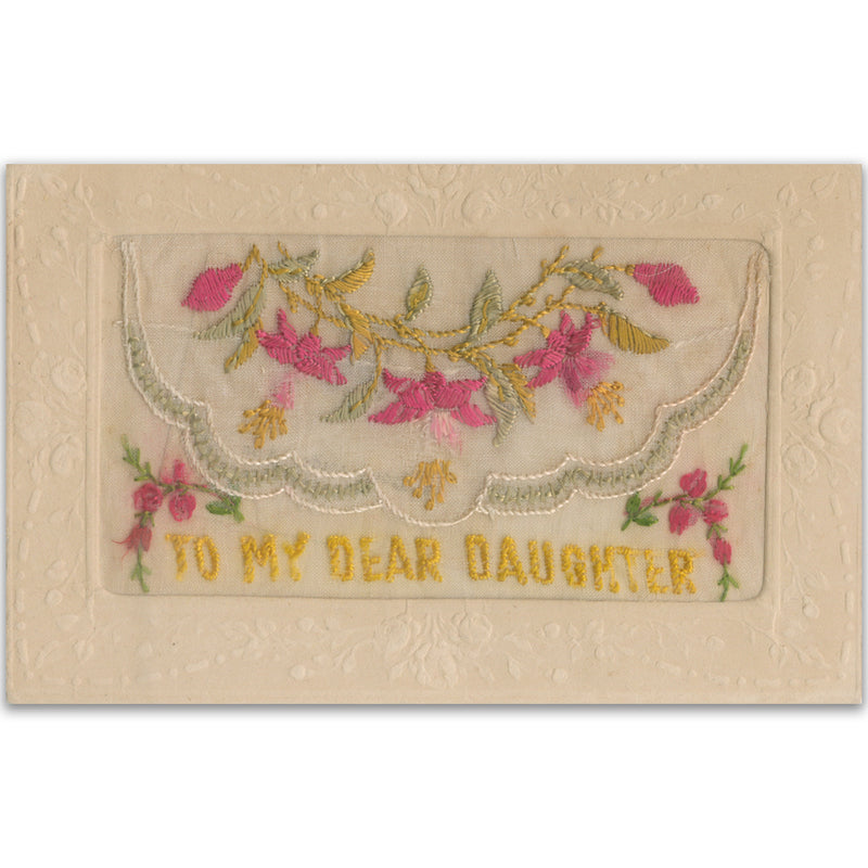 WWI Embroidered Dear Daughter Postcard