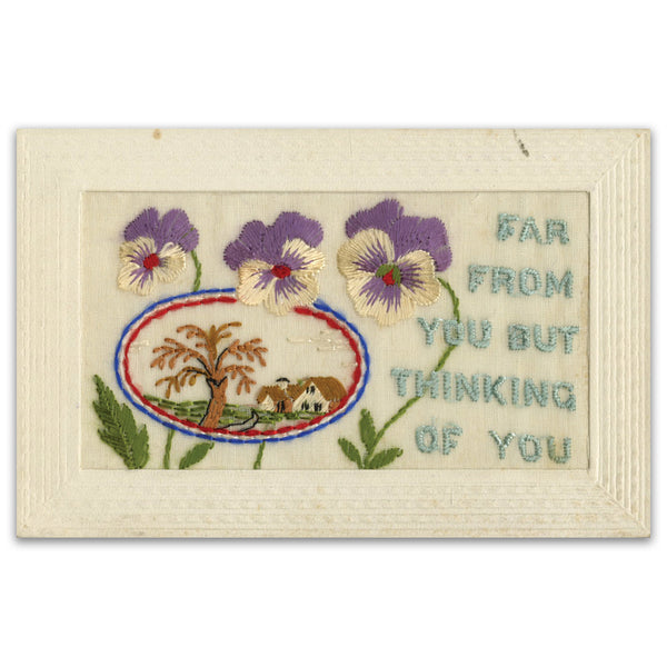 WWI Embroidered Postcard - Far From You But Thinking of You