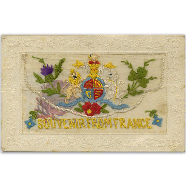 WWI embroidered postcard - Souvenir of France