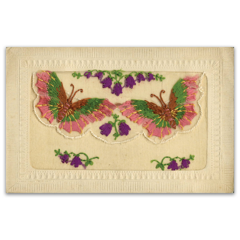 WWI Silk Postcard - Butterflies